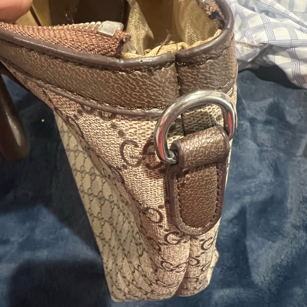 Gucci  Beige Monogram Tote with Green-Red Web Stripe- strap included. - Picture 2 of 7